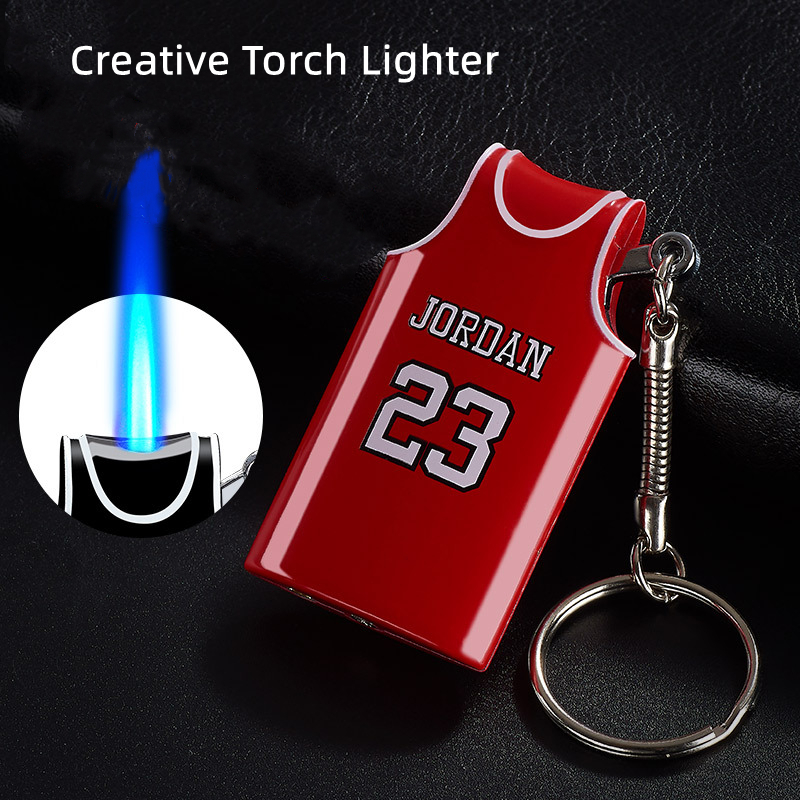 

New Basketball Jersey Gas Torch Lighter Creative Pendant Lighters Refill Windproof Metal Butane Jet Lighter Keychain Smoking Accessories Bar Gadgets Gift
