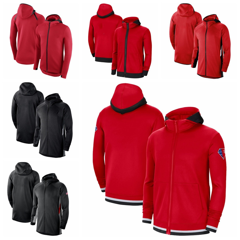 

Houston''Rockets''Men 75th Anniversary Therma Flex Showtime Performance Full-Zip Basketball Hoodie Red
