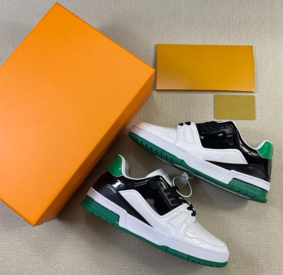 

Luxury Men's Women's Trainer Shoes Designer Fashion Low Cut Lace-Up Patent Leather Casual Sneakers Outdoor Unisex Zapatillas Walking Shoes 36-44