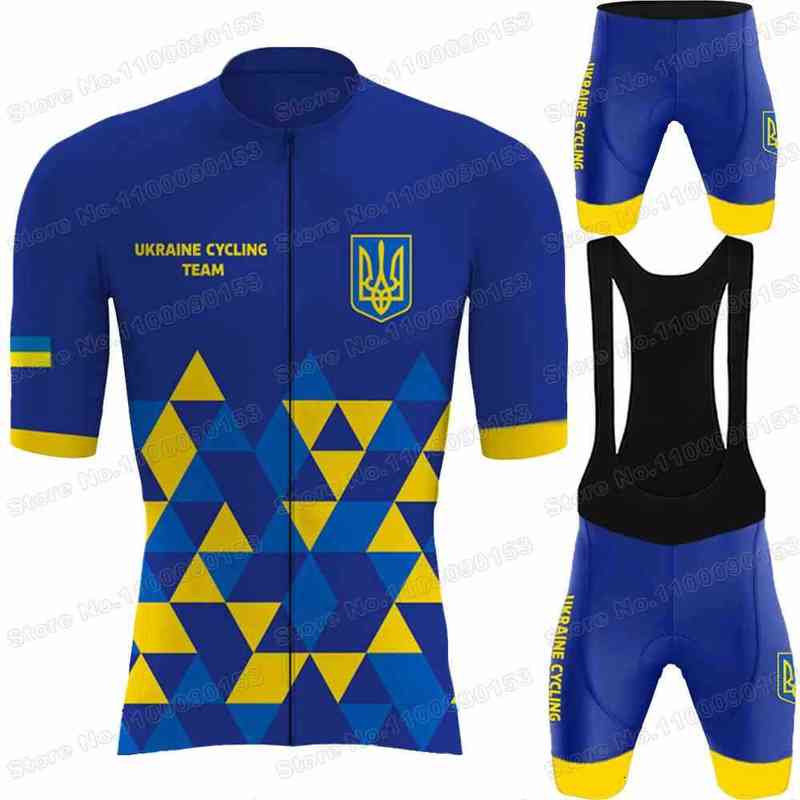 

2022 Team Ukraine Cycling Jersey Set Summer Cycling Clothing Men Blue Yellow Road Bike Shirt Suit Bicycle Bib Shorts MTB Maillot