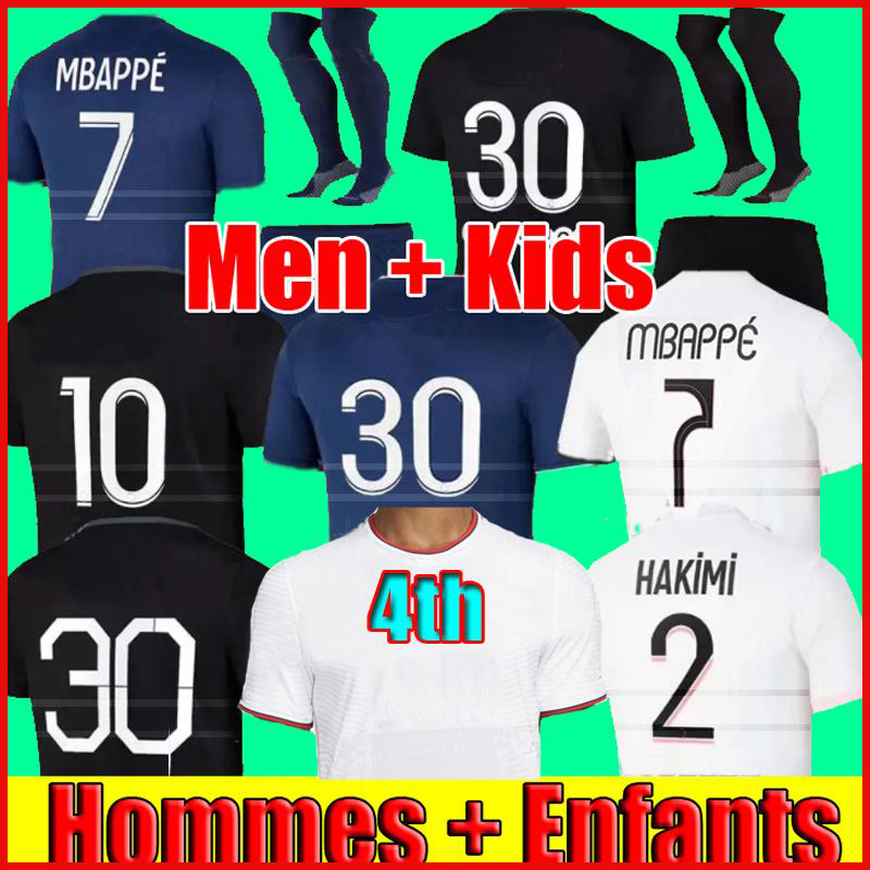 

MBAPPE HAKIMI PLAYER #30 soccer jersey SERGIO RAMOS 21 22 Maillots de football 2021 2022 MARQUINHOS VERRATTI pSGS men + kids kit shirt uniforms maillot foot, Away patch