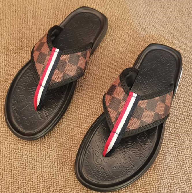 

Men's Sandals Casual Plaid Print Flip-Flops Beach Shoes, Blue