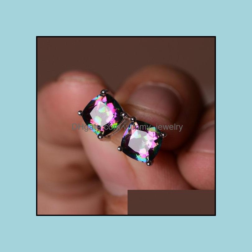 

Stud Earrings Jewelry 925 Sier Square Heart Diamond Womens Mticolor Cubic Zirconia Earring Drop Delivery 2021 Nx6V2