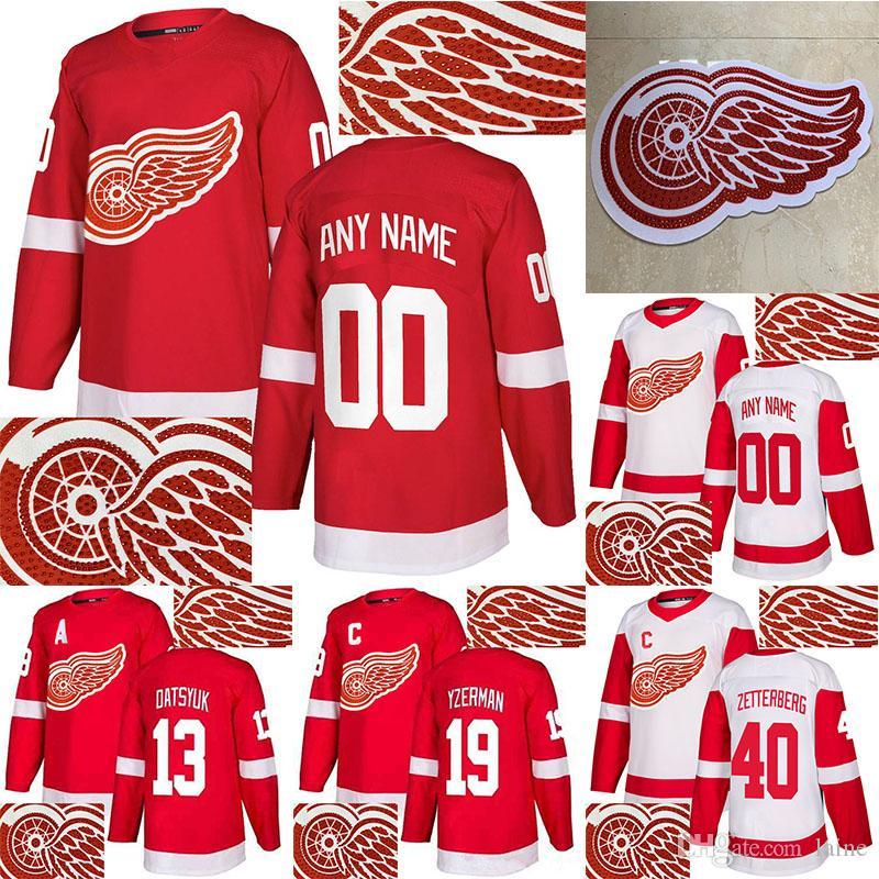 

Hockey Detroit Red Wings Jersey Hot drilling 19 Steve Yzerman 13 Pavel Datsyuk 9 Gordie Howe Customize any number any name hockey jerseys