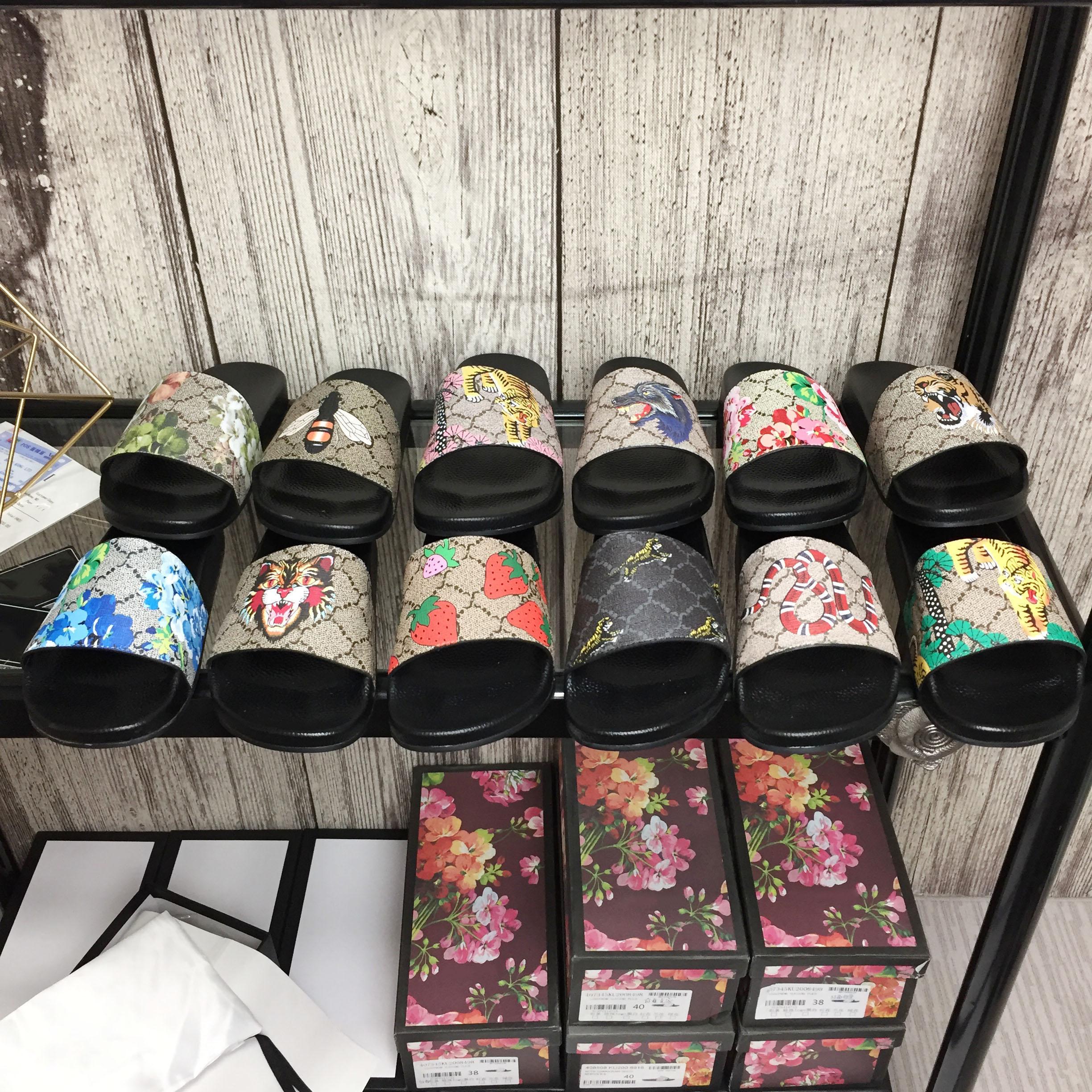 

Designer Slides Rubber G Slide Men Women Slippers Flower Print Leather Multicolor Shoes Fashion Casual Luxury Summer Sandals Beach Home Size 34-47, 28