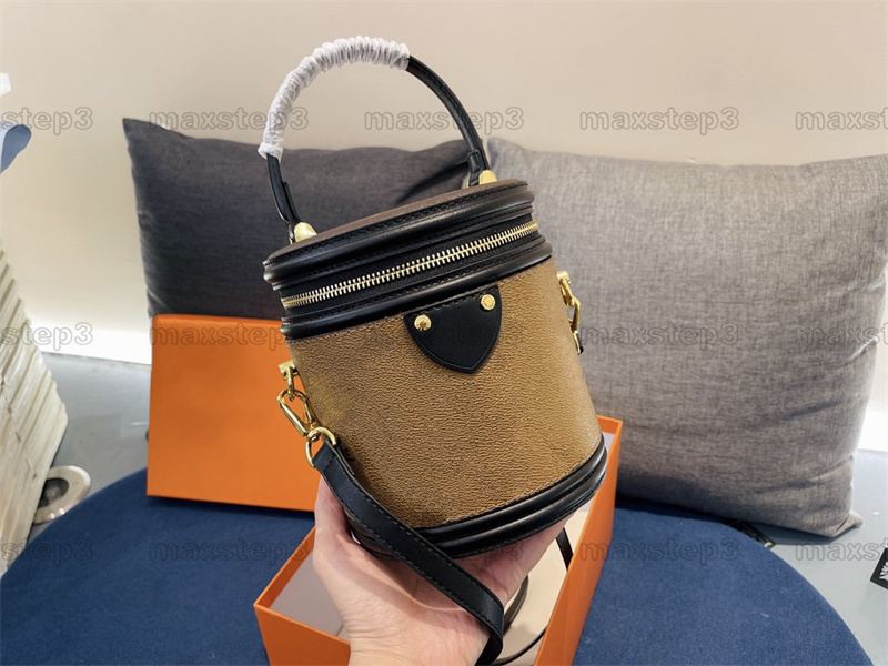 

Cannes Vintage Classic Tote Bag Barrel-Shaped M43986 Purses Designer Bags Beauty Case Zip Closure Removable Leather Strap Small Luxury Handbags Designers, 1#