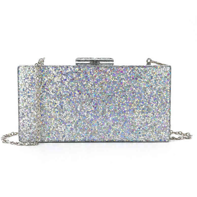 

OC4090 2019 New Products Acrylic Bags For Women Silver Glitter Acrylic Clutch Evening Bags T220727, Bag n acrylic chain