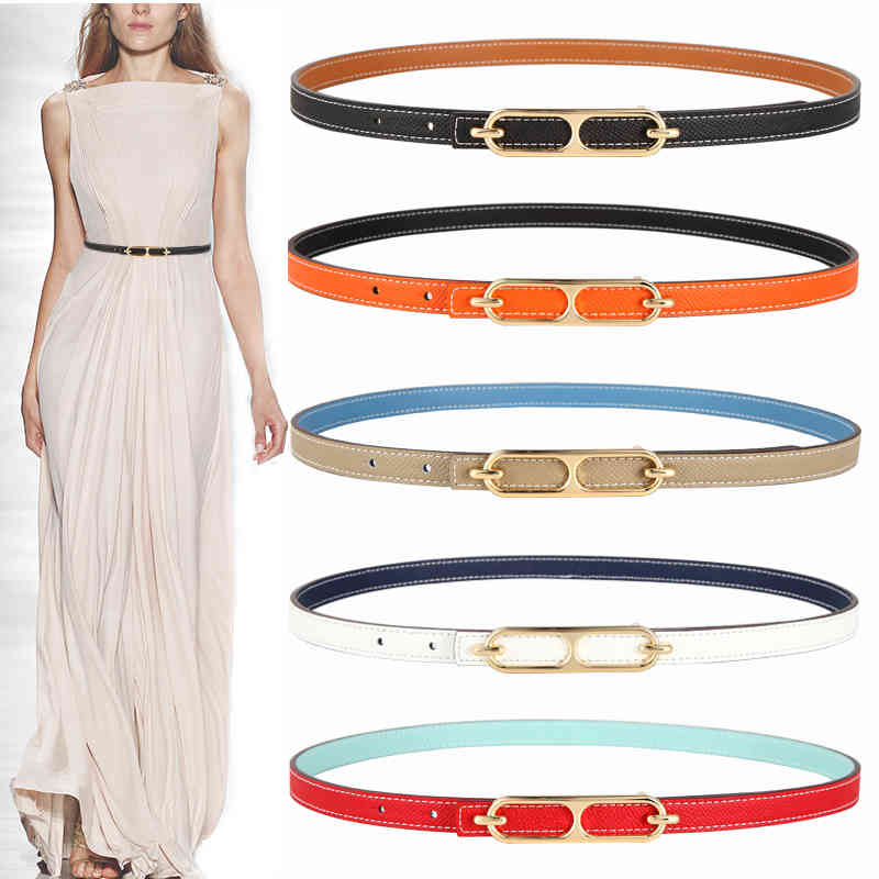 

Designer Kuqi belt leather women's skirt dress summer versatile Kelly decoration fine belt collection, Black
