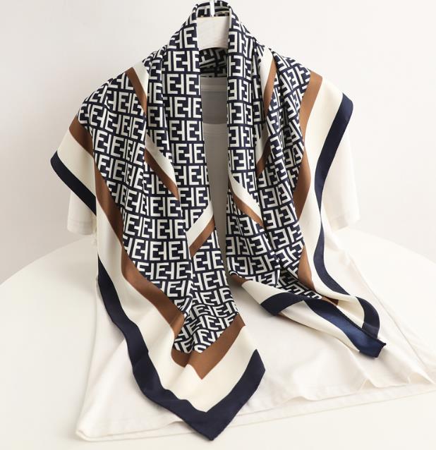 

23style 90-90cm Brand Designer Silk Scarf Female Foulard Bandana LuxuryLong Shawls Wrap Summer Neck Scarves Pashmina Lady Hijab