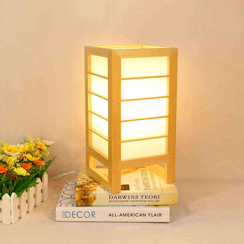 

Japanese-style Art Deco Table Lamp Simple Modern Wooden Led Desk Lamp Scotch Bedroom Bedside Lamp Home Deco Solid Wood Droplight H220423