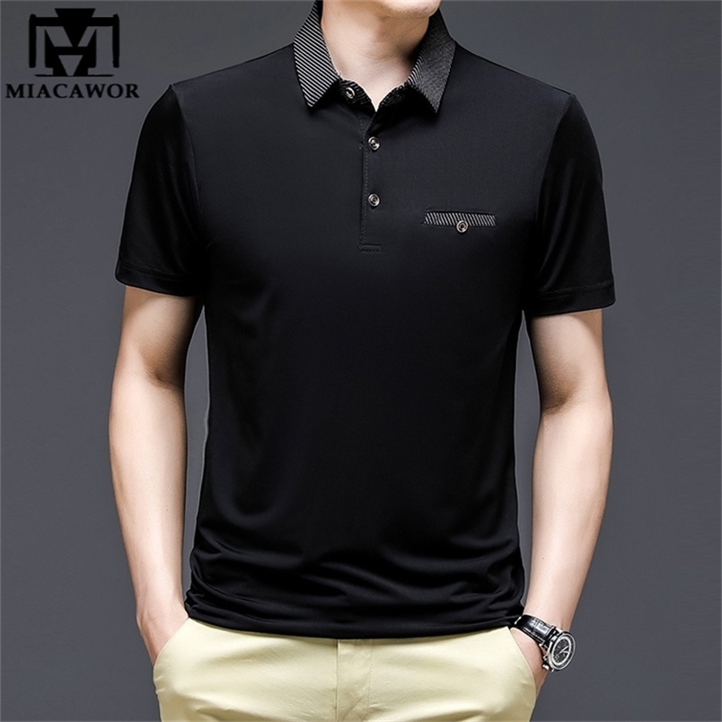 

Fashion Polo Shirt Men Solid Colors Summer Short Sleeve Tee Shirts Homme Slim Fit Casual Tops Chemise Homme T1024 220402, Black