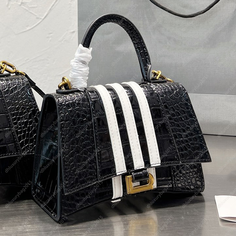 

2 Sizes Split Handbags Black Vintage Shoulder Bag White Fashion Crossbody Practical Party Bags Original Luxury Totes Leather, Black alligator -20*13cm