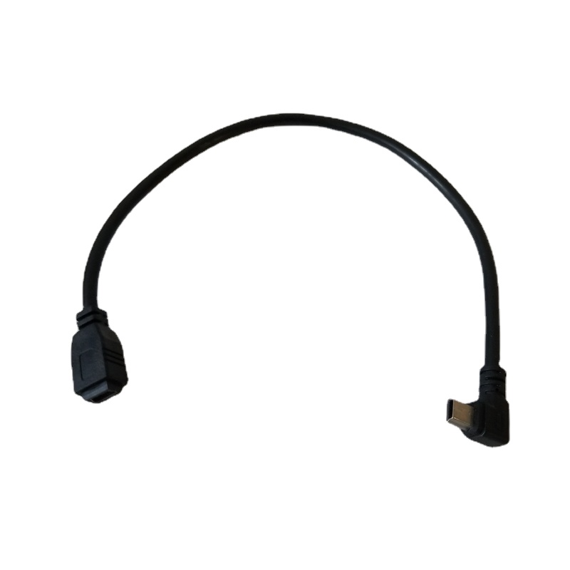 90 Degree Mini USB Left Angle Male to Mini USB Female Adapter Data Cable for MP4 Phone PSP 25cm Black-image-767351507