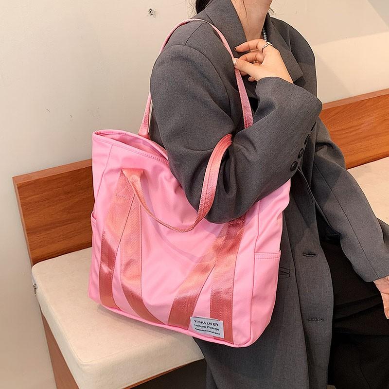 

Shoulder Bags Fashion Women's Bag Trend Solid Color Waterproof Oxford Cloth Travel Large Capacity Leisure Shopping BagsShoulder, Black