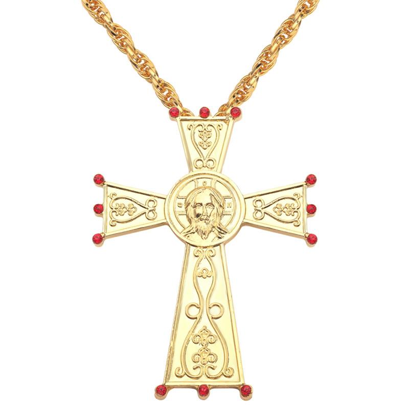 

Pendant Necklaces 2022 Cross Pendants Orthodox Church Necklace Religious Jesus Hiphop Franco Pendent Chain Vintage Jewelry Gift For Men