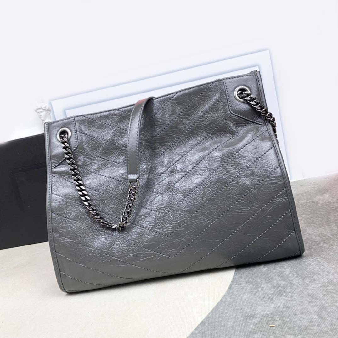 

Wrinkled Oil Wax Leather Shoulder Bag Luxury Designer Women Tote Woman Shopper Bag Top Quality large Capacity Handbag lady Shopping Bags, Grey