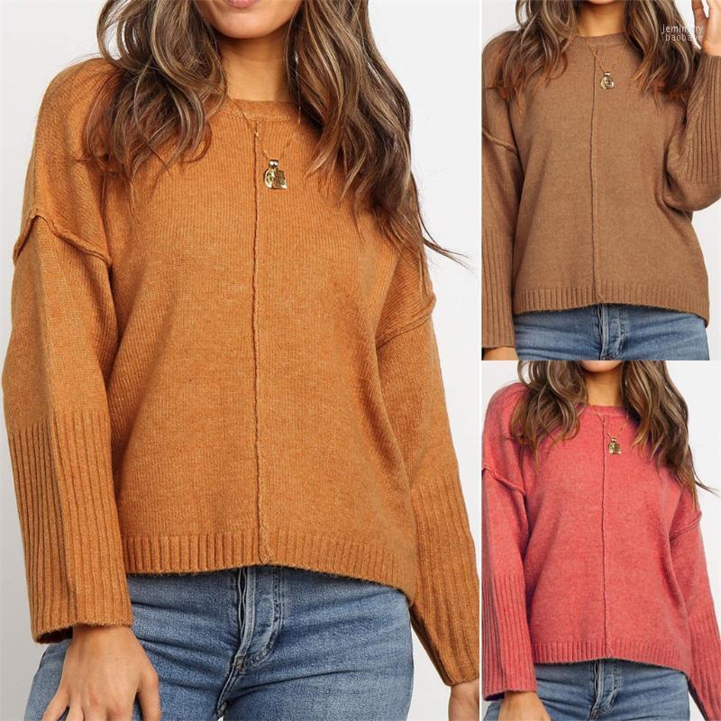 

Women' Sweaters Fashion Women Long Sleeve Solid Color Sweater Round Neck Hood Irregular Hem Deep V Sexy High Quality Jemi22, Kh