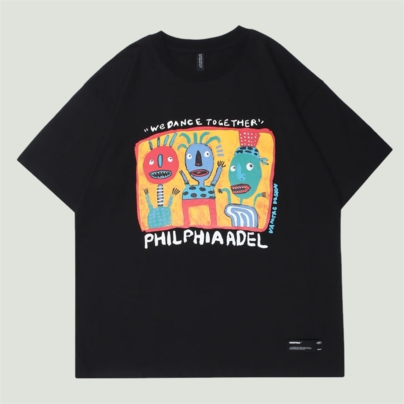 

Hip Hop Funny Kids Graffiti Printed T-shirts Men Harajuku Oversized Casual Cotton Short Sleeve T Shirt Couples Summer Streetwear 220407, Gray blue