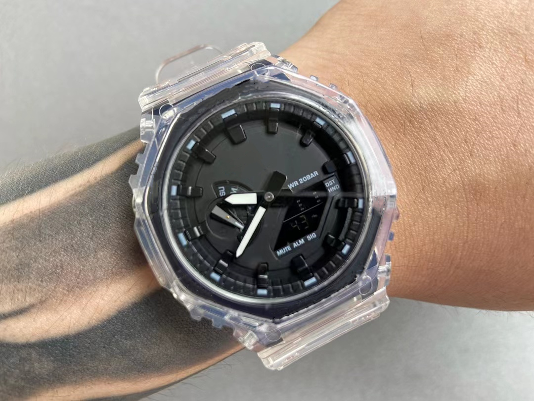 GA2100 Sports Quartz Men's Digital Watch Iced Out Watch High Quality Waterproof World Time LED Automatic Hand Raise Light Oak Clear Series