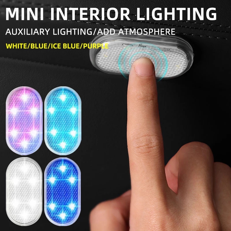 

Universal Mini USB LED Car Interior Lights Auto Roof Ceiling Reading Lamp 5V Finger Touch Sensor Magnetic Attraction Styling Dome Light USB Rechargable