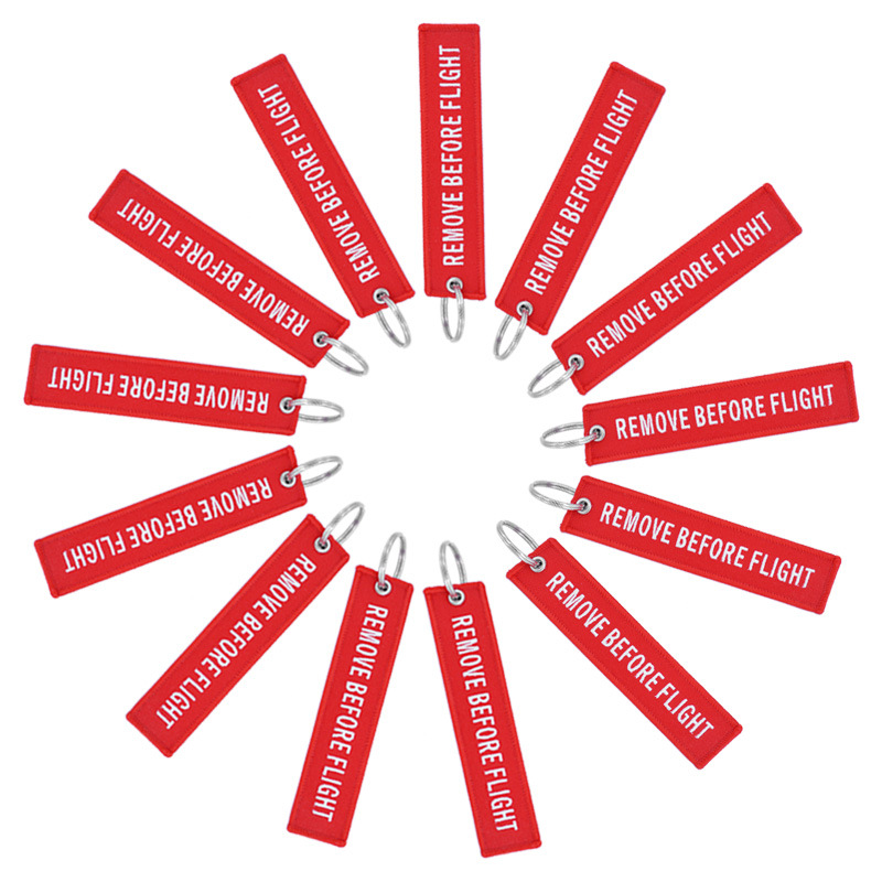 

Funny Creative Fabric Key Ring Remove Before Flight Keychain Pilot Bag Crew Tag Luggage Keyring