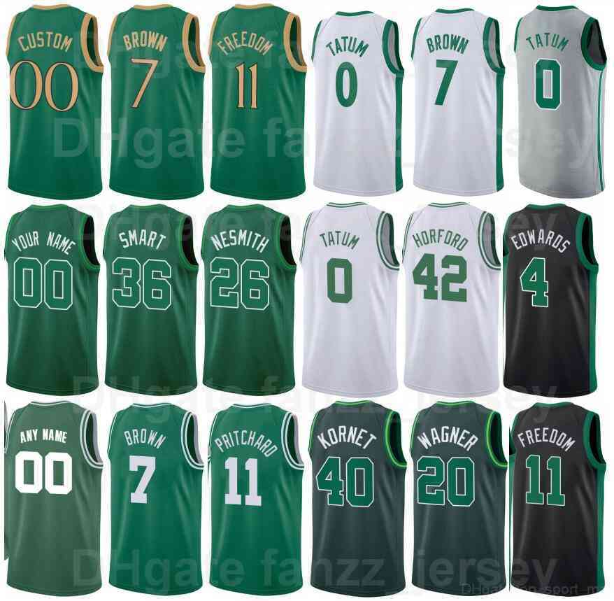 

''nba''Screen Printed Basketball Jaylen Brown Jerseys 7 Jayson Tatum 0 Marcus Smart 36 Payton Pritchard 11 Robert Williams III 44, Green