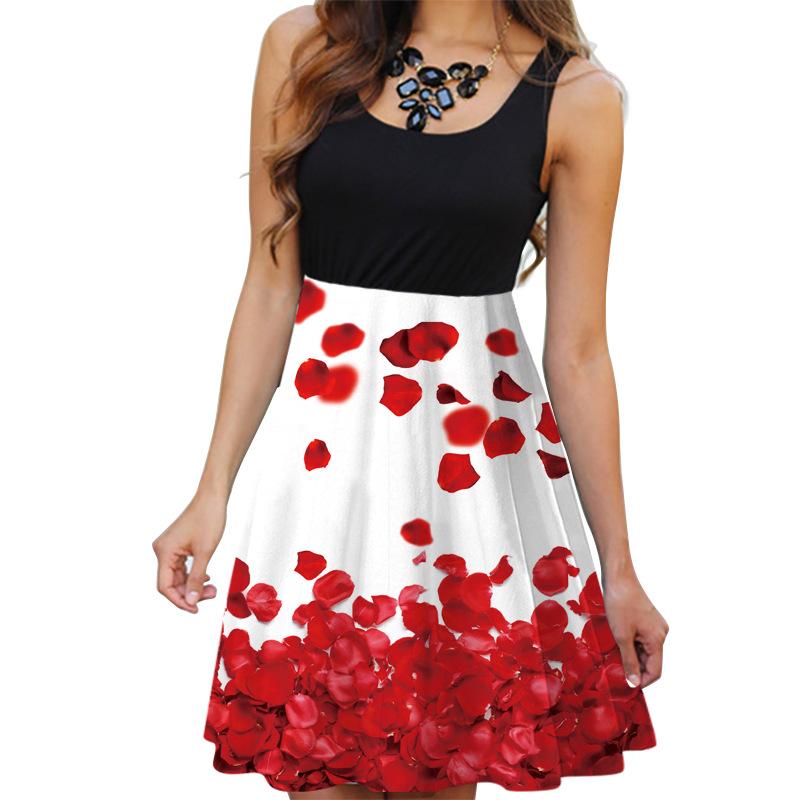 

Casual Dresses Floral Boho Dress Ladies Sleeveless O-Neck Slim A-line Tank Summer Women Fashion Vintage 3D Printing Vestido 2022Casual, Pjlyq-1
