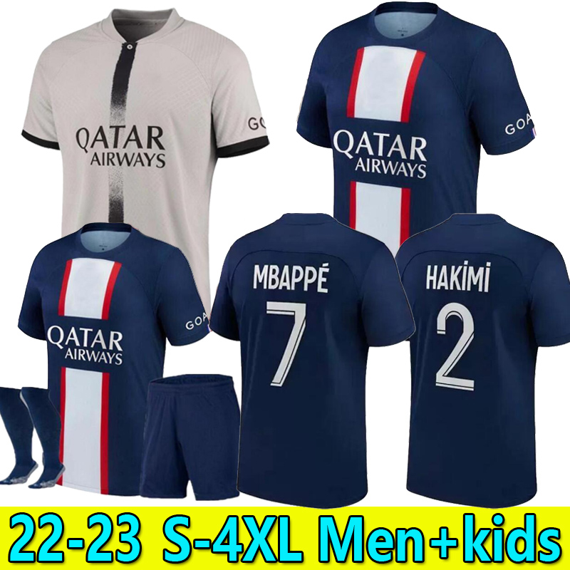

S-4XL 22 23 MBAPPE soccer jersey 2022 2023 PLAYER #30 SERGIO RAMOS pSGS VERRATTI KIMPEMBE Maillots de football shirt ICARDI DI MARIA DRAXLER kids kit uniforms, 22/23 home
