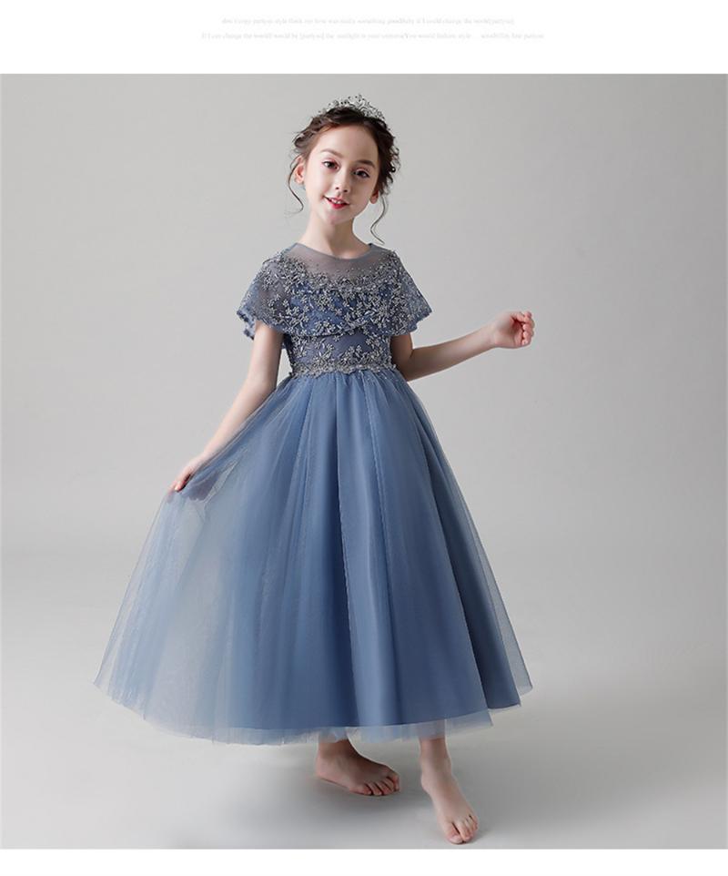 

Girl's Dresses Girls Flower Vintage Floral Lace Short Sleeves Tea Length High Low Dress Wedding Party Evening Formal Pegeant Dance Gown, Champagne high low