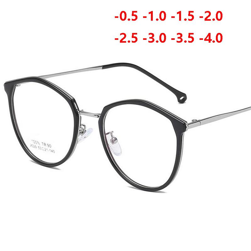 

Sunglasses Ultralight TR90 Frame Anti Blue Rays Prescription Eyeglasses Retro Student Nearsighted Glasses For Women 0 -0.5 -0.75 To -4.0Sung