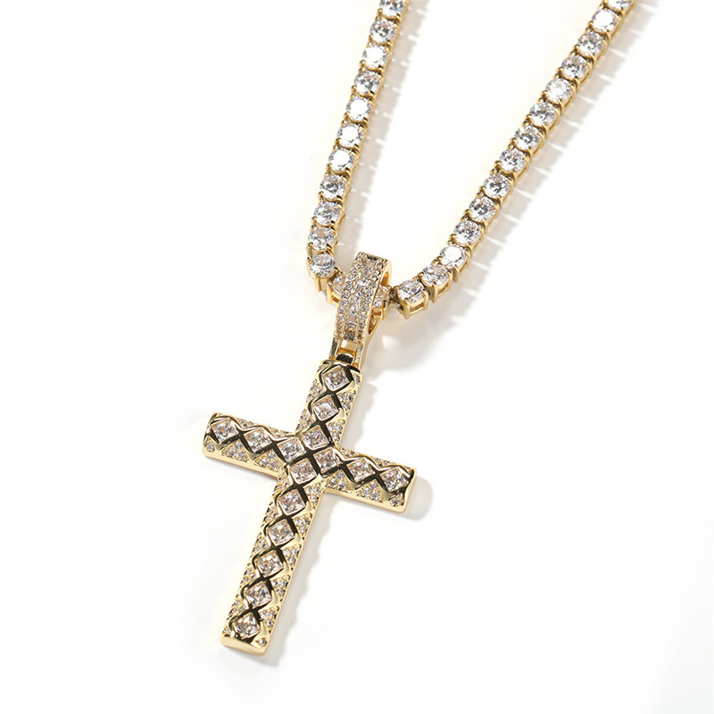 

Hip Hop Chain Jewelry Fashion Versatile Iced Cross Pendant Necklace for Men Women