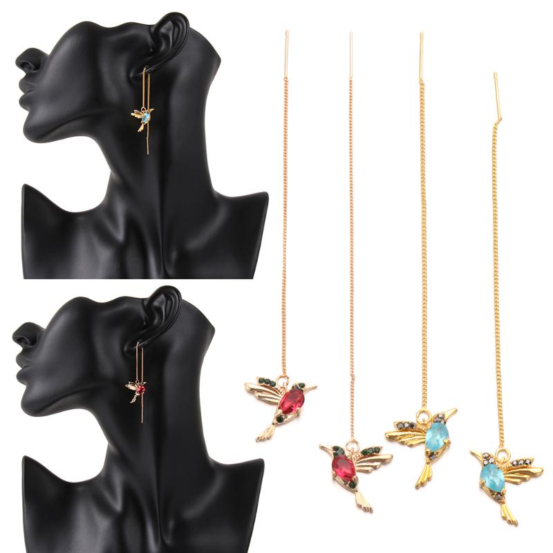 

Dangle & Chandelier 1 Pair Women Fashion Simulation Hummingbird Drop Earrings Colorful Rhinestones Pendant Tassel Earring Jewelry Gift