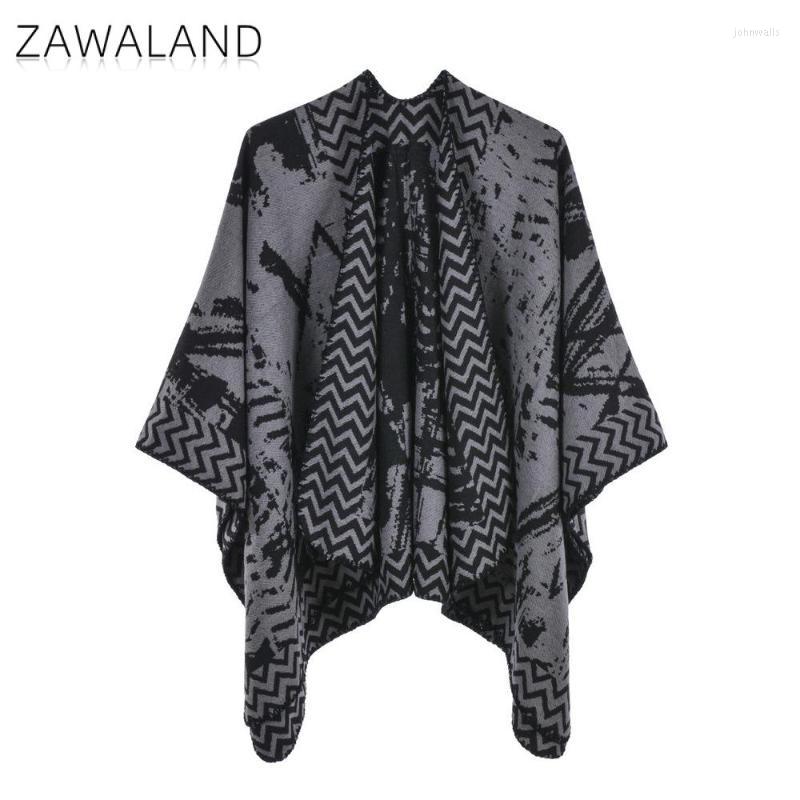

Scarves Zawaland 2022 Ladies Split Big Shawl European And American Fashion Simple Geometric Cloak Office Warm Blanket NeckerchiefScarves