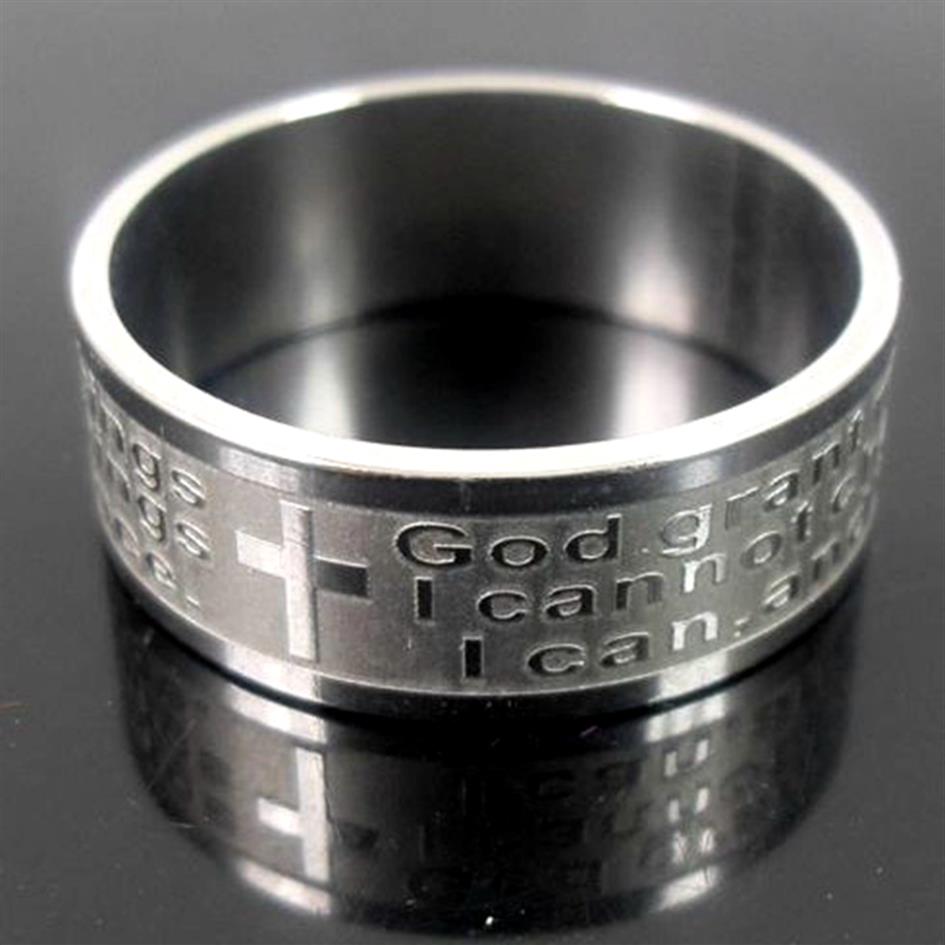 

Brand New Mens Womens Etch Christian Serenity Prayer Scriptures CROSS Stainless Steel Ring Silver Jewelry Band Ring229w