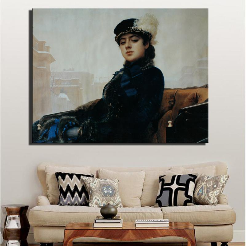 

Paintings Russia Artist Ivan Kramskoy THE UNKNOWN GIRL Canvas Print Painting Home Decor Wall Art For Living Room Decoration Gift
