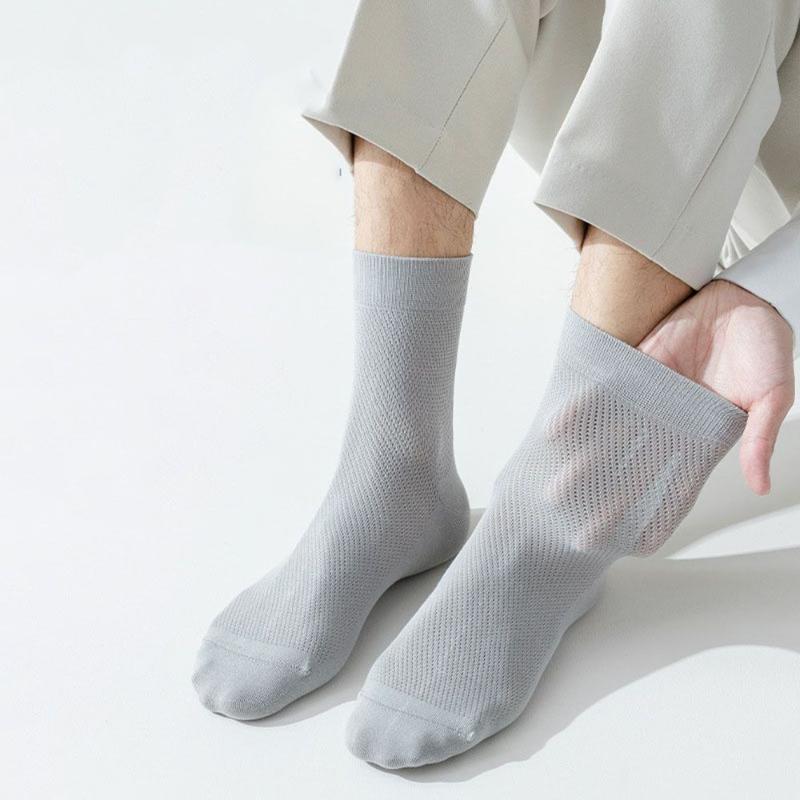 

Men's Socks Summer Mesh Cotton Men Casual Middle Tube Breathable Thin Sports Male HosieryMen's, Black