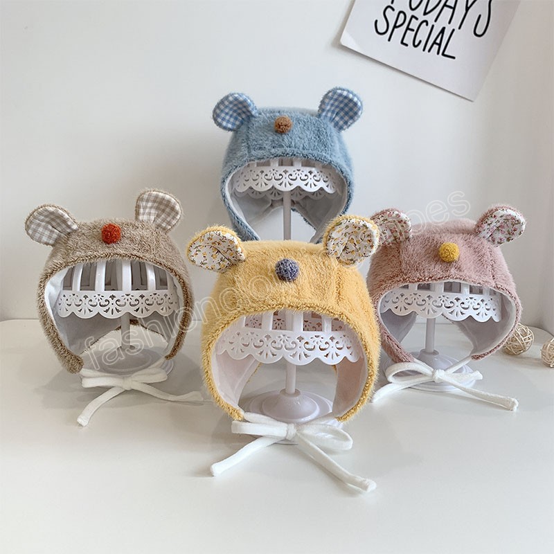 

Cartoon Bear Ear Baby Boy Hat Gorras Cute Pompom Plush Newborn Girls Cap Beanie Autumn Winter Infant Toddler Hat Bonnet, Mixed color