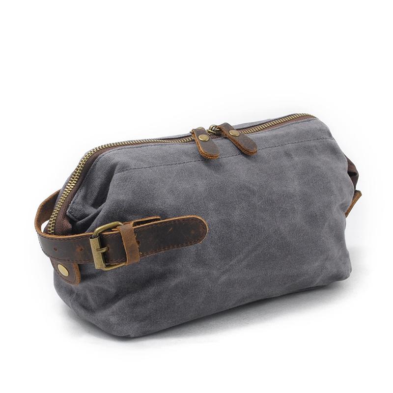 Cosmetic Bags & Cases Travel Washing Bag Men Outdoor Trip Toiletry Kits Women Portable Toliet Vintage Waxed CanvasCosmetic
