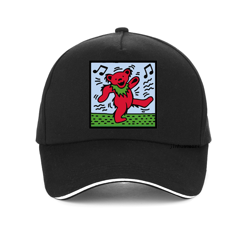 

Grateful Dead Psychedelic Rock Woodstock Music Funny Dancing Bears cap 100%Cotton dad Baseball caps Unisex snapback hat, Red