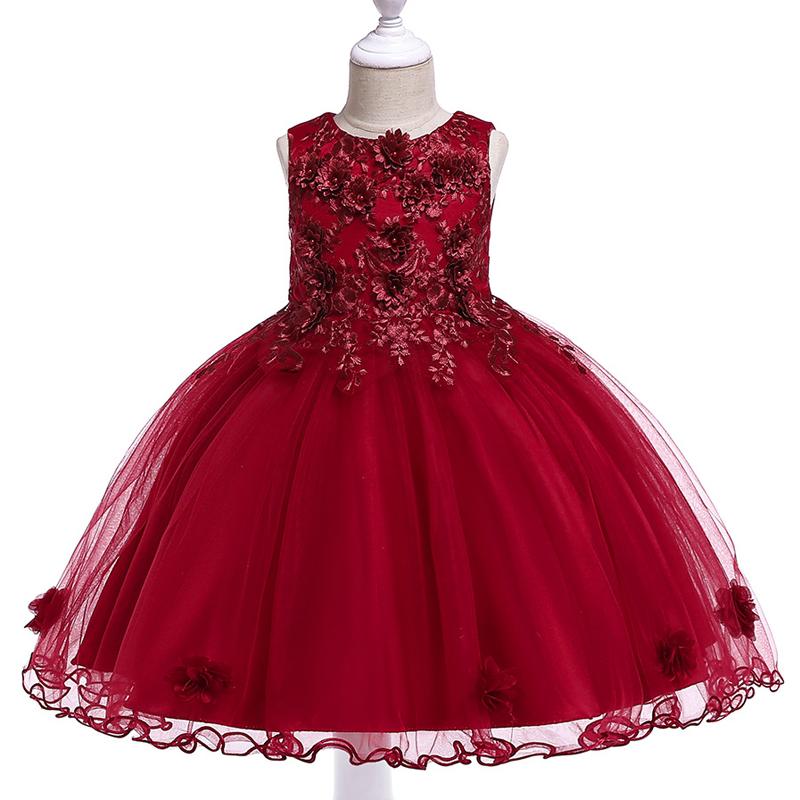 

Girl's Dresses Summer Costumes Kids For Girls Tutu Floral Princess Dress Girl Clothing Party And Wedding 4 6 9 10 Year L5061Girl's, Champagne