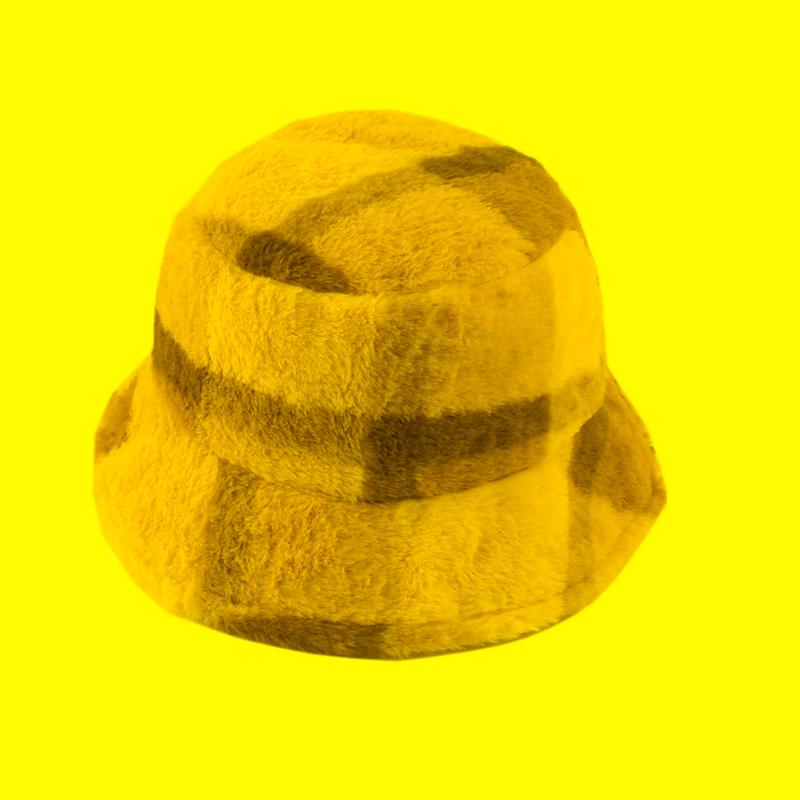 

Berets Autumn And Winter Faux Fur Hats For Women Plaid Print Warm Bucket Hat Men Panama Fisherman CapsBerets, Color 2 p