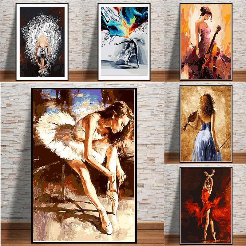 

Paintings GATYZTORY DIY Painting By Numbers Zero Basis HandPainted Oil Dancing Girl Picture Paint Unique Gift Home Decoration