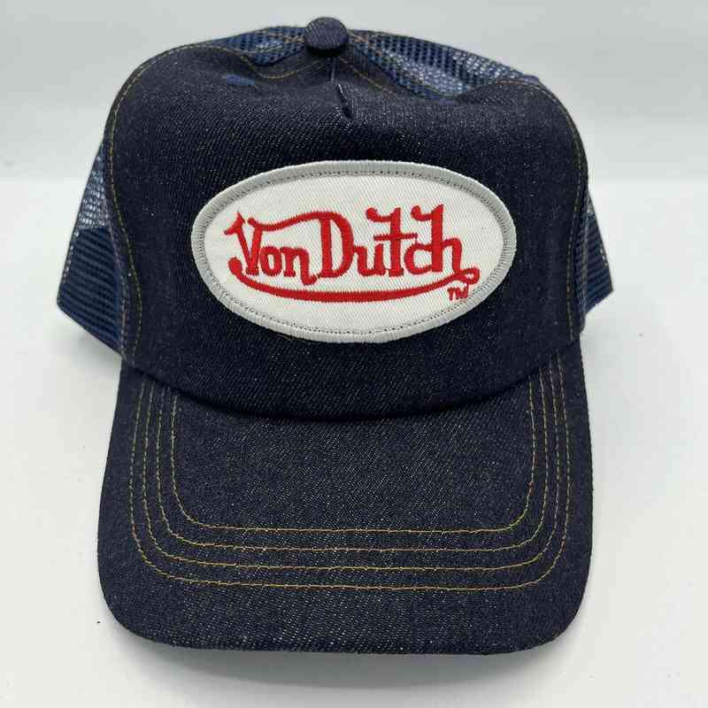 

Designer Luxury Dark Denim Cap trucker Hat New, Red