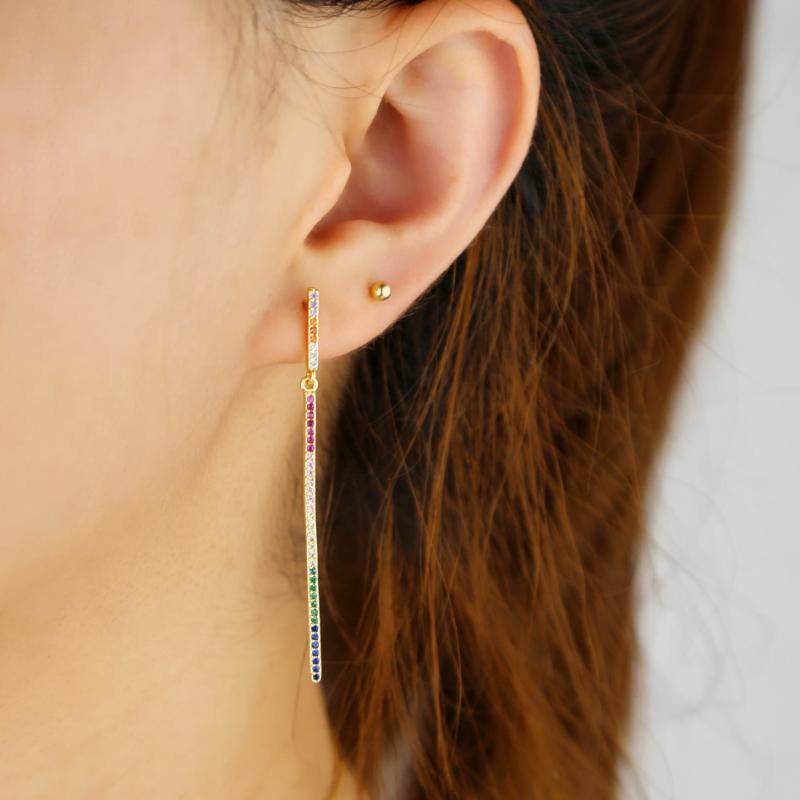 

Dangle & Chandelier Rainbow Tennis Jewelry Tiny Colorful Cz Tassel Chain Romantic Long Korean Earrings For Women Minimalist Fashion JewelryD