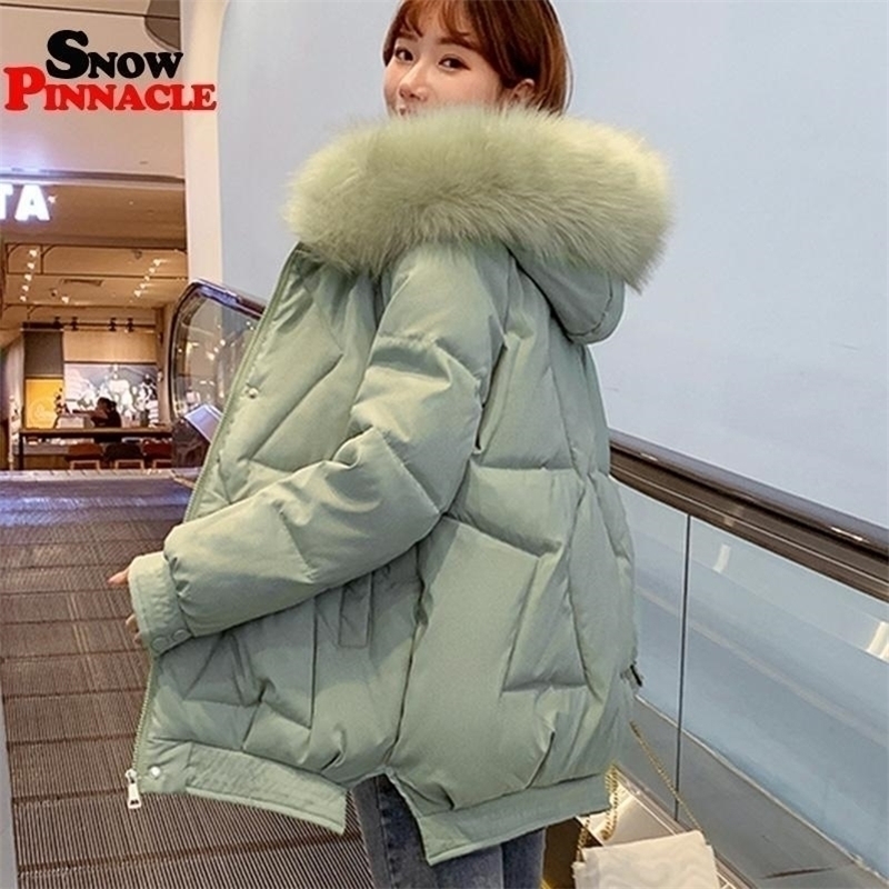 

Winter women parkas Coat casual female midlong thicken hooded big fur warm jackets coat Winter outwear snow wear jacket 201125, Black