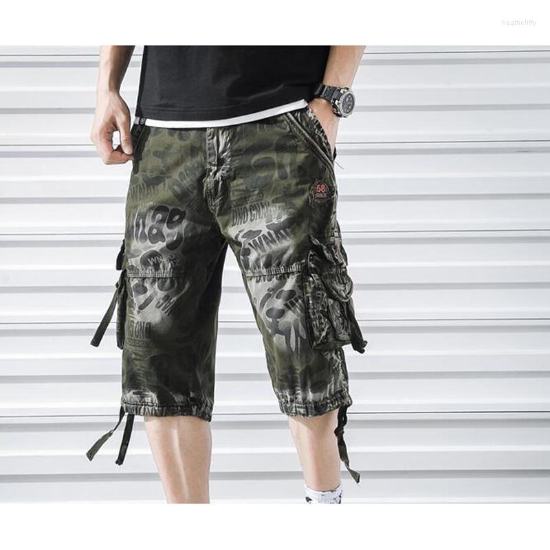 

Men's Pants Style Camouflage Camo Cargo Shorts Men Mens Summer Casual Male Loose Work Man Military Short PantsMen's Heat22, Army green