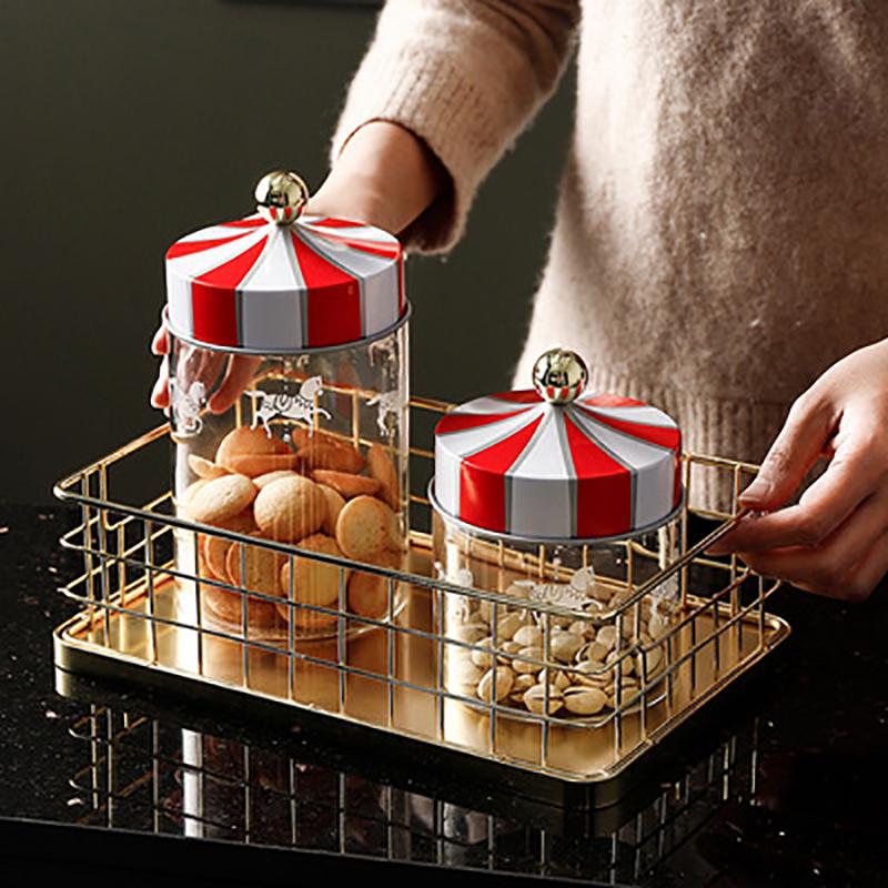 

Storage Bottles & Jars Food Jar Moisture-Proof Sealed Glass Tank Cookie Snack Coffee Beans Creative Carousel Bottle