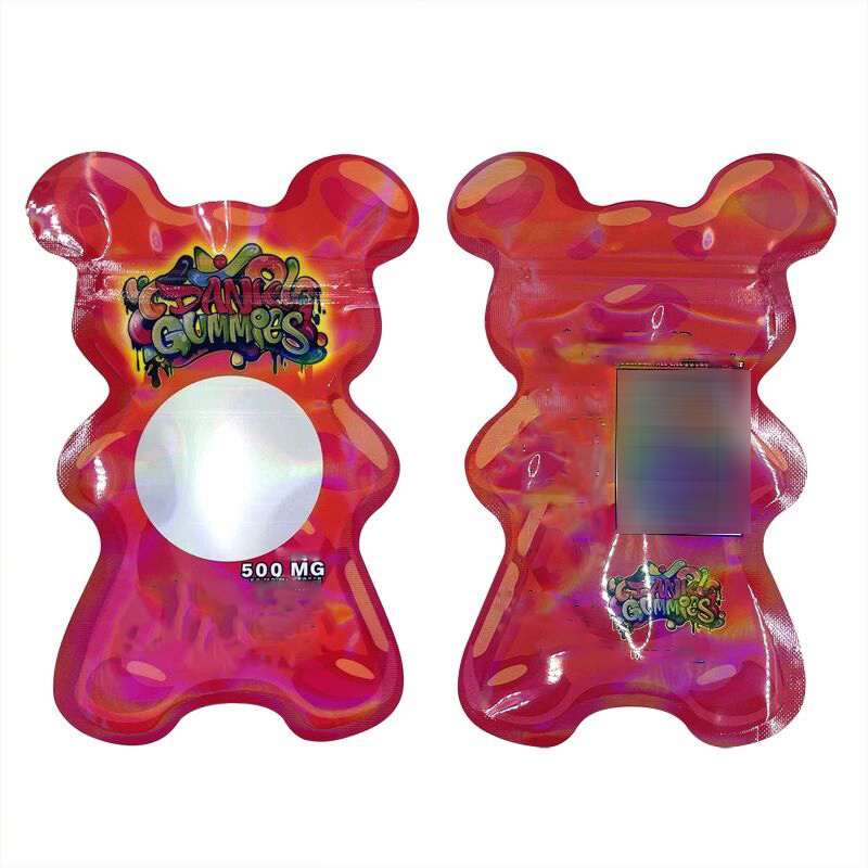 

Special shaped Bears Bags Wholesale Edibles Dank Gummies 500mg Irregular unique shaped Die cut Gummy Bag Worms Cubes Packaging edible Mylar bagss