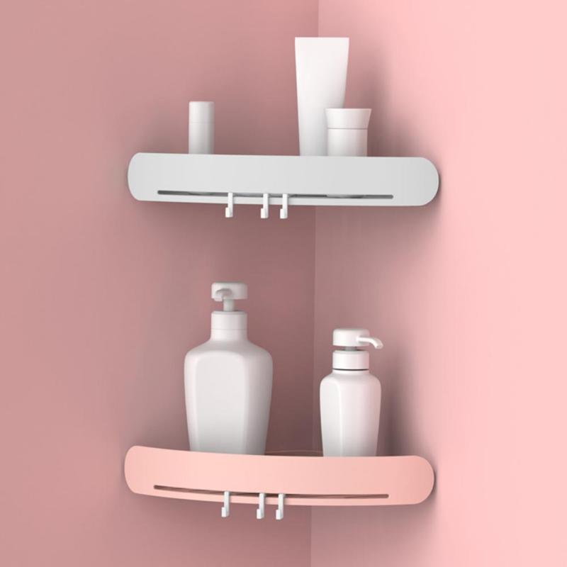 

Hooks & Rails Punch-free Storage Shelf Wall-mounted Strong Load-bearing Plastic Bathroom Organizer Household SuppliesHooks