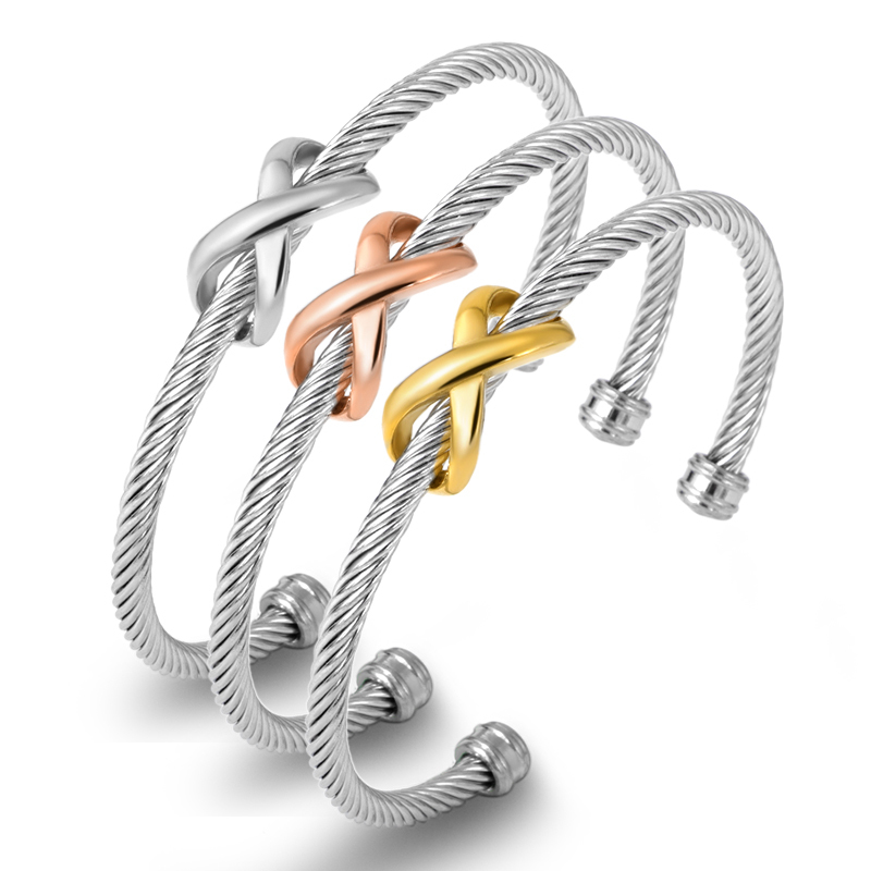 

Bangle Twisted Cable Wire Bracelet Antique Bangles Cross Fashion Designer Vintage Women Cuff Bracelets Famous Brand 220716